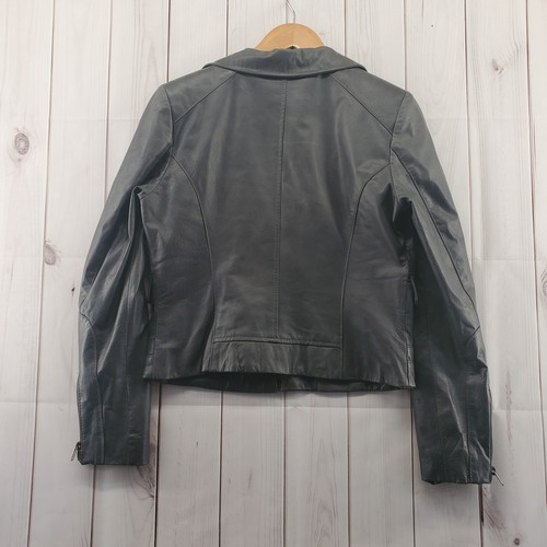 BOSTON PROPER Jacket Womens 8 Lined Long Sleeve Full Zip Leather Gray - Picture 6 of 7