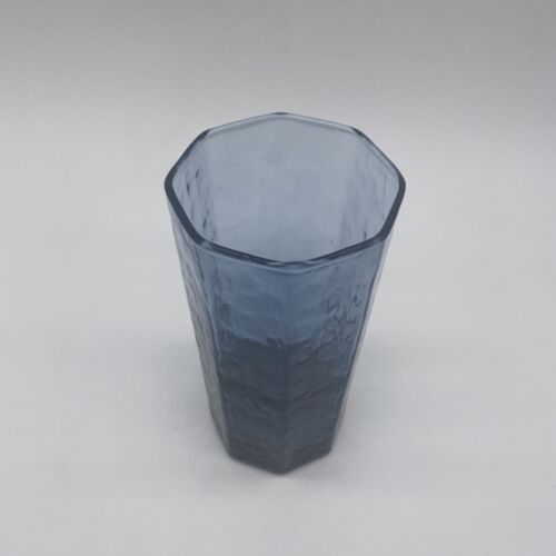 Vintage Libbey Textured Blue Glass Octagonal Drinking Glass - Picture 3 of 5