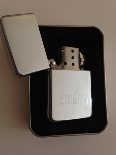 Engraved Personalised Chrome Lighter Birthday Gift Wedding Favour Usher Best Man - Picture 8 of 9