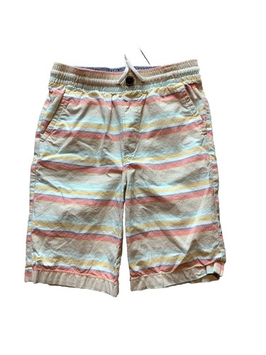Carter’s Youth Boys Canvas Shorts Elastic Waist Size 10 10A Striped VGUC Tan Red - Picture 1 of 9