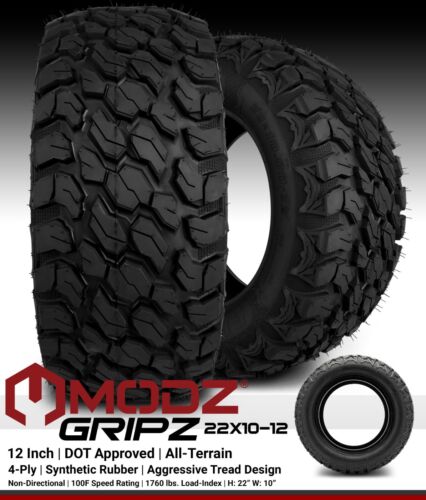 MODZ 12" Vortex Bronze Golf Cart Wheels and Tires (22x10x12) Set of 4 - Picture 4 of 9
