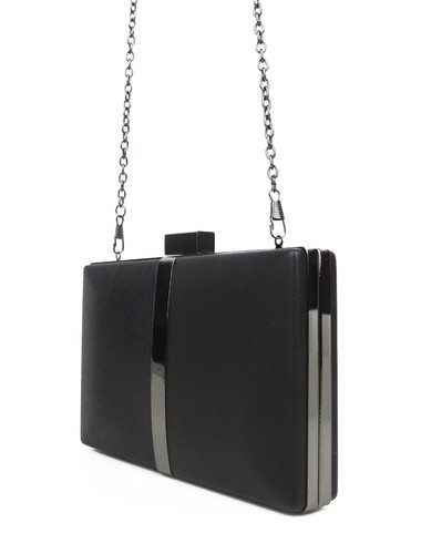 Ladies Faux Leather-Glitter Metal Trim Evening Clutch Bag Wedding Cocktail Prom - Picture 21 of 28