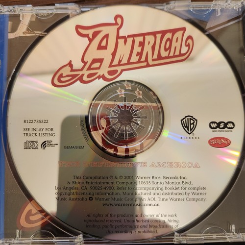 AMERICA:The Definitive America 23 Greatest Hits Remastered WB Rhino 2001 AUS - Picture 4 of 5