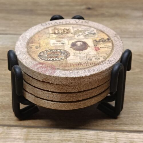 Thirstystone Coaster Gift Set Wine Labels with Wrought Iron Stand set of 4