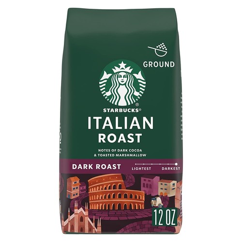Starbucks ITALIANO Caffè macinato tostato scuro, 100 Arabica ? 1 sacchetto 12 oz. - Foto 1 di 8