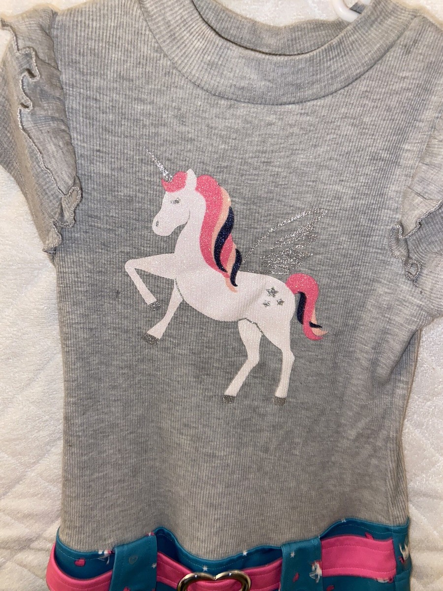 NWT Pink Violet Dress Little Girls m 7 8Pink Teal Gray Unicorn