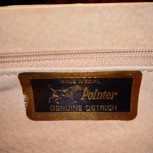 1980s Unused Vtg «Gold Medal Pointer» GENUINE OSTRICH Clutch Style Shoulder Bag - Picture 2 of 12