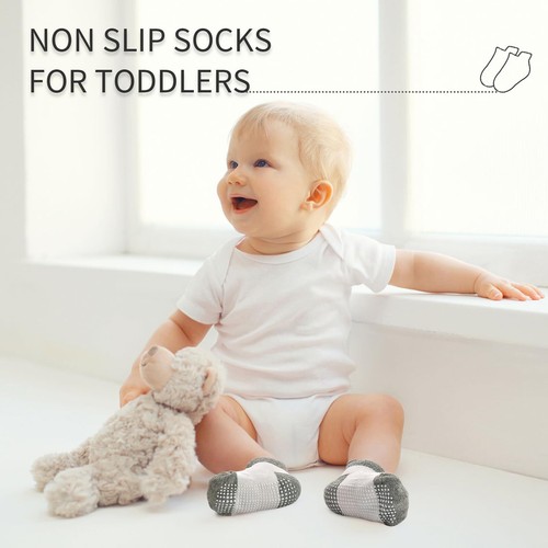 Toddlers Socks 12 Pairs Baby Ankle Grips Toddler Kids Boys Girls Non Slip Sli... - Picture 3 of 8
