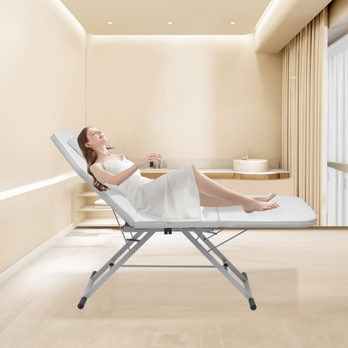 71" Tragbare Tattoo-Salon Spa Salon Gesichtsbett Beauty Massage Tisch Stuhl Weiß - Afbeelding 1 van 9