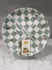 Set 4 HOLLY BERRY GREEN 11” Checkered Christmas Plates Melamine C&C CALIFORNIA