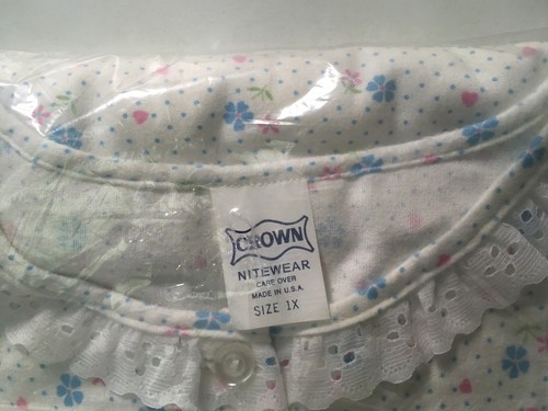 Crown For Nitewear Ladies Long Gown Size 1X Vtg Floral Lace Original Package USA - Picture 2 of 5