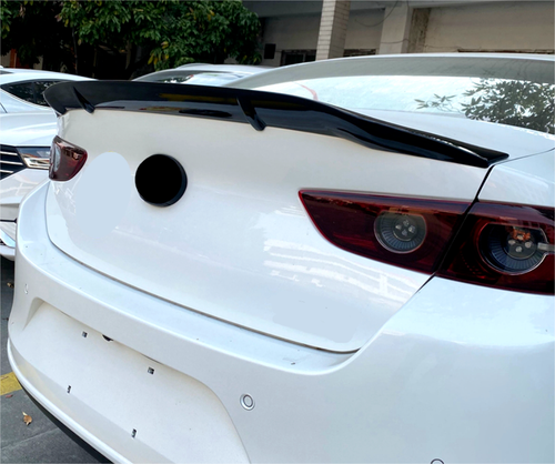 ABS Glossy Black R Style Rear Trunk Spoiler Wing Fit 2019-2024 Mazda 3 Sedan - Foto 3 di 5