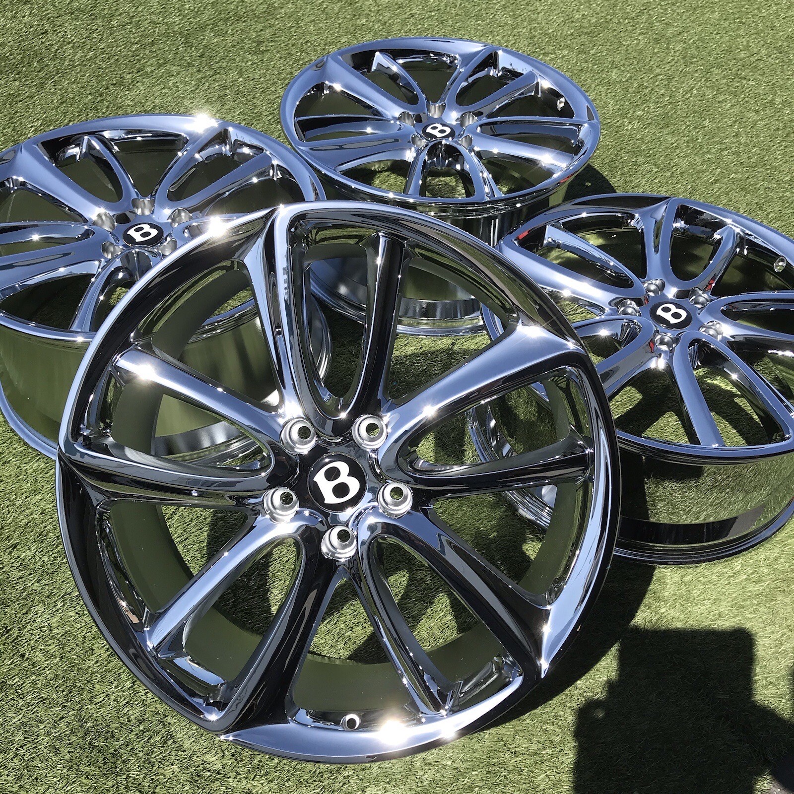 22" BENTLEY 2023 CONTINENTAL RIMS OEM GENUINE SET NEW CHROME PERFERCT SET 4 FACT