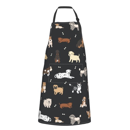 Puppy Dog Pets Cute Animals Waterproof Apron with 2 Pockets Kitchen Chef Apro... - Picture 8 of 8