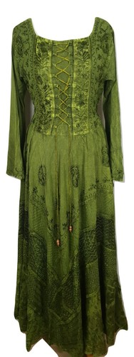 Maxi Dress Long Sleeve Autumn/Winter Rayon Satin Gown Lace Up One Size 18 20 22 - Picture 57 of 105