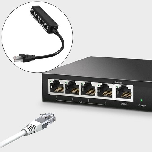 RJ45 Networking Splitter Cable 1 Male to 4 Female RJ45 Ethernet Cable Splitter - Afbeelding 2 van 8