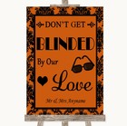 Burnt Orange Damask Don't Be Blinded Sunglasses Personalised Wedding Sign