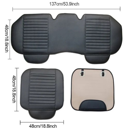 Universal Black Car Front Seat Cover Breathable Leather Pad Cushion Protector - Picture 7 of 16
