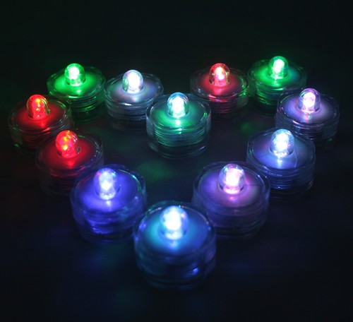 12 Multi Color Change Led SUBMERSIBLE Wedding Waterproof Floral Decor Tea Light - Picture 12 of 12