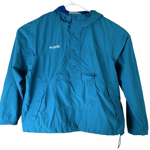 Vintage Columbia Windbreaker Jacket Size XL Blue Teal Pullover Mens - 第 1/6 張圖片