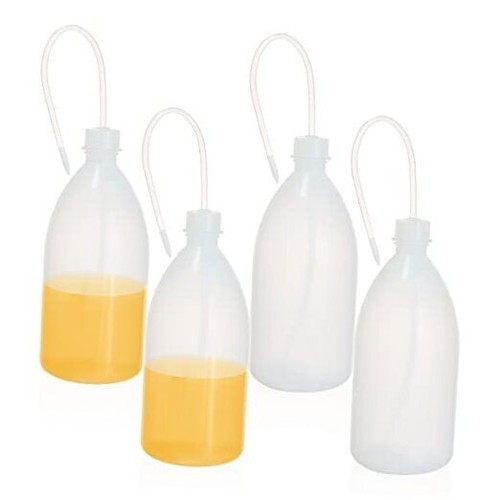 4pcs of Vol.1000ml (33.8oz) Wash Bottles, Narrow 4pcs of 1000ml with long tube