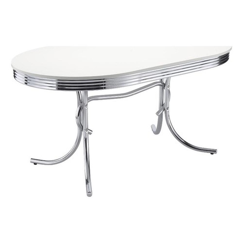 Pemberly Row Contemporary Wood Oval Shape Dining Table in White - Picture 2 of 7