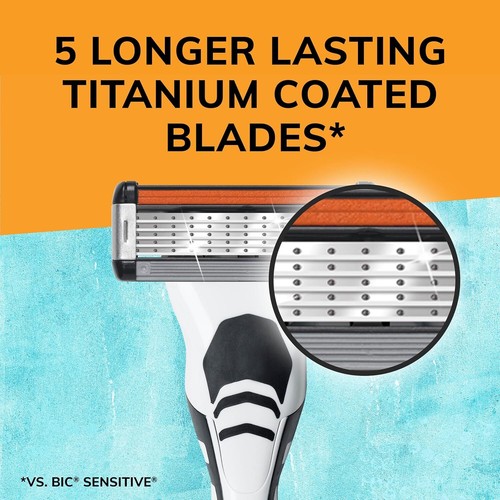 Refillable Razors for Men, 5 Blade, 1 Handle & 7 Cartridges, 8pc Kit - Picture 3 of 9