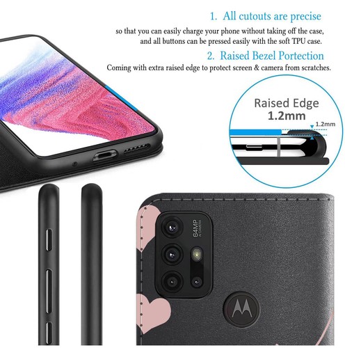 For Motorola Moto E14 G54 G14 G84 G34 E13 Personalised Case Leather Wallet Cover - Picture 51 of 83