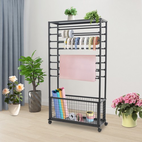 Iron Ribbon Holder Organizer Rack w/Wheels Large Capacity Ribbon Stand Organizer - Picture 4 of 17