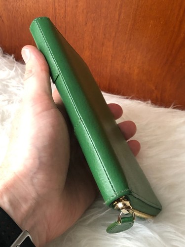 JANE SHILTON WOMEN'S GENUINE LEATHER ZIPPED VINTAGE GREEN PURSE ENVELOPE WALLET - Picture 24 of 24