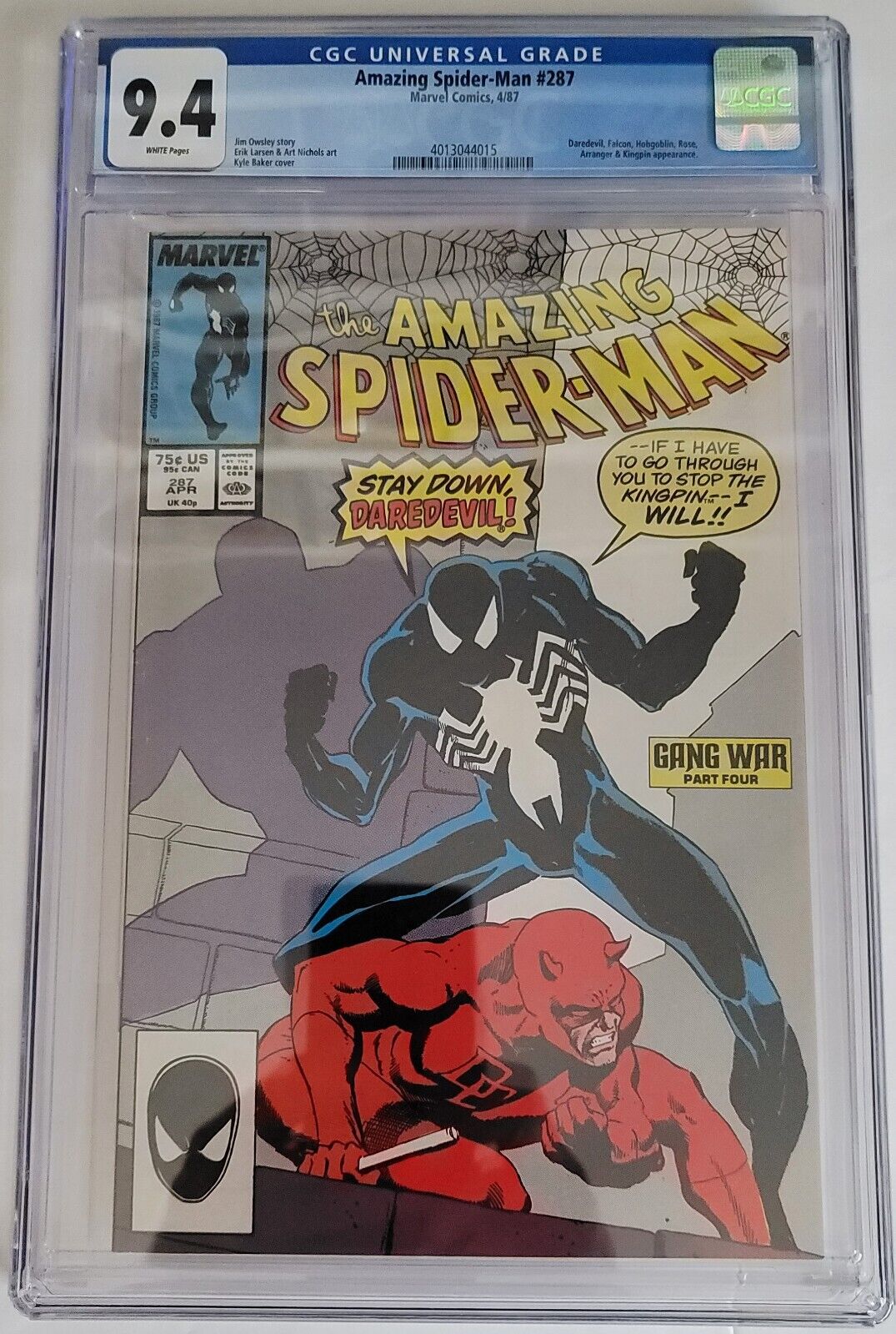 Amazing Spider-Man #287 CGC 9.4 “Gang War: Part Four” Marvel Comics 1987