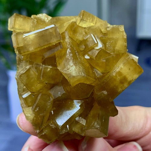 140G Shiny Golden Cuboid Barite Crystal Based on the Purple Spherical Fluorite - 第 19/23 張圖片