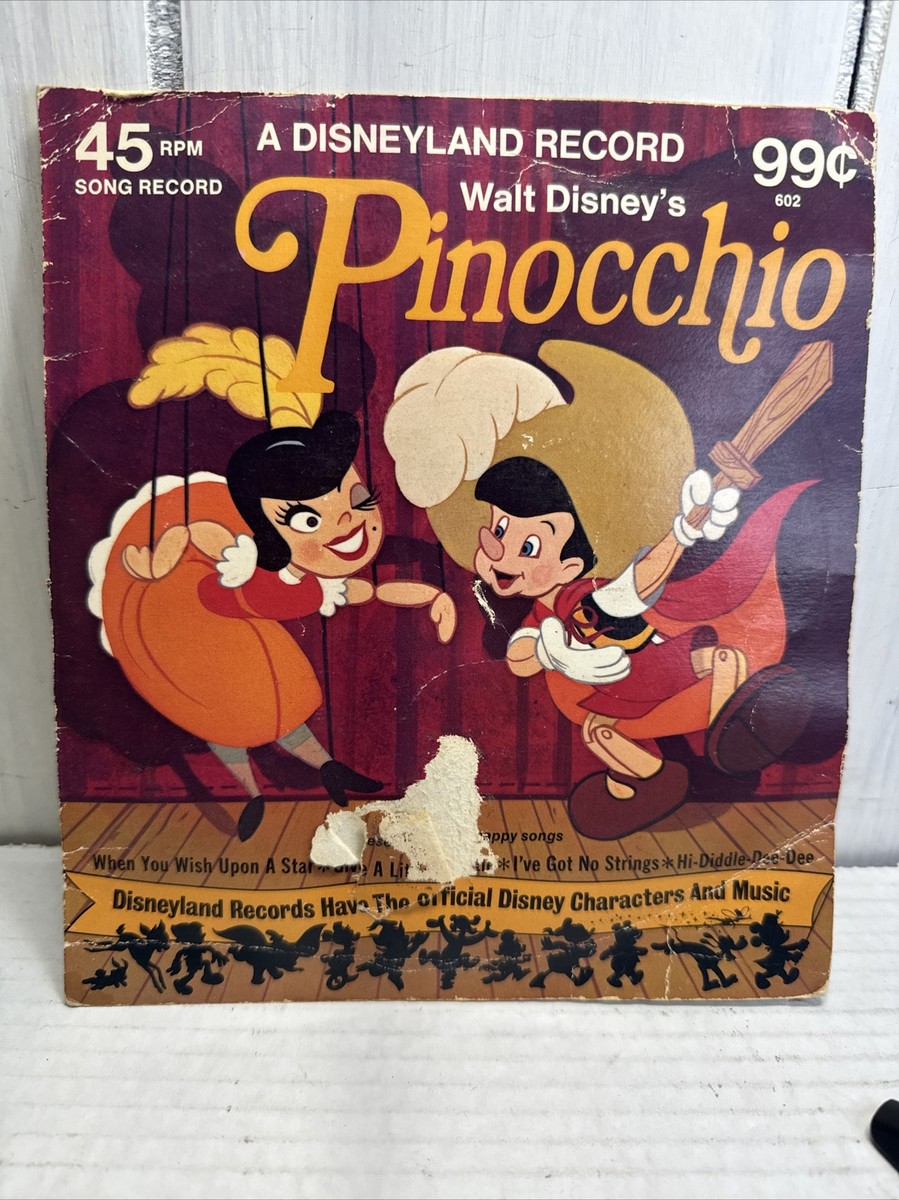 Rare Vintage 1975 Pinocchio 45 RPM Disneyland Vinyl Record