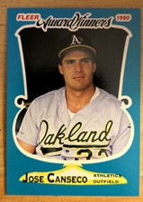 1990 Fleer Award Winners Jose Canseco Baseball Card #6 Athletics High-Grade NM