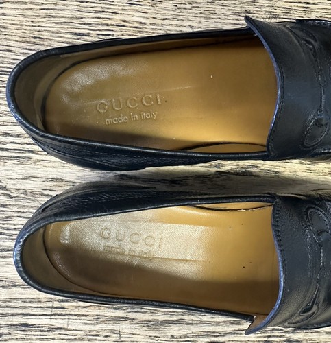 760 $ Herren schwarzes Leder Gucci geprägtes Pferd Bit Halbschuhe Gr. 8,5 US/7,5 G - Bild 12 von 13