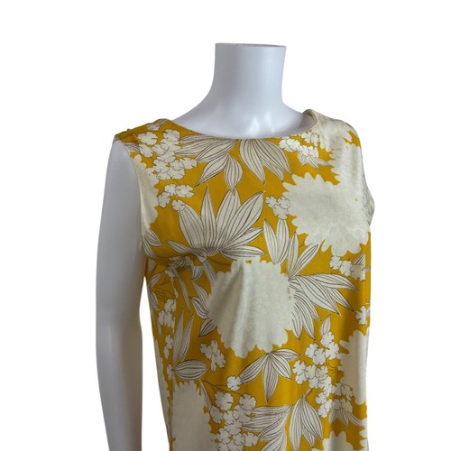 Vintage 60s 70s Mini Dress Womens Medium Yellow White Floral Print Shift Boho - Picture 4 of 8