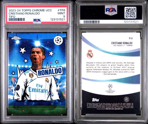 Cristiano Ronaldo 2023-24 Topps Chrome UCC TIFO Custodia Hit PSA 9 Real Madrid - Foto 3 di 3