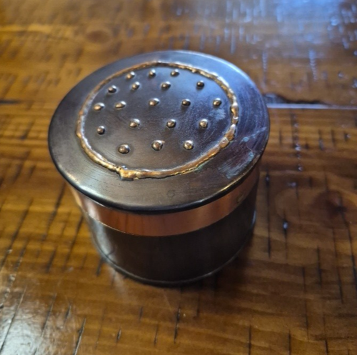 Vintage Copper Round Trinket Box Brutalist Poured Copper Lid Design Keepsake Box - Picture 6 of 18