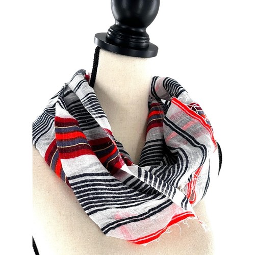 NWT LemLem Scarf Blue Red Sarong Wrap Boho Lagenlook Travel Coastal Gauze Fringe