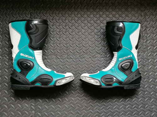 Motorradstiefel Leder NEU Motocycle boots größe 44 (EU size) Blau Suzuki Logo - Bild 2 von 5