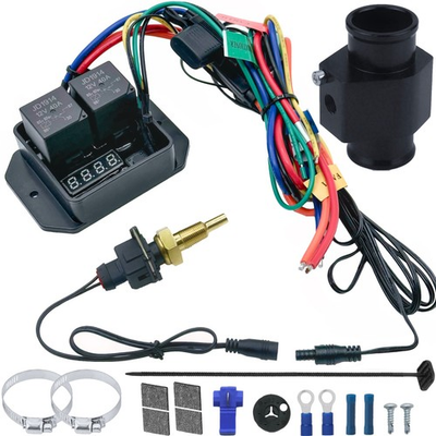 #ad #ad DIGITAL ADJUSTABLE COOLING FAN THERMAL NPT TEMP SENSOR SWITCH 22MM HOSE ADAPTER $69.95