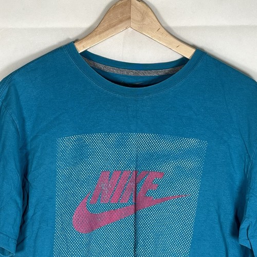 Nike T Shirt Men’s Teal UK Size Large Regular Fit Cotton - Picture 2 of 7