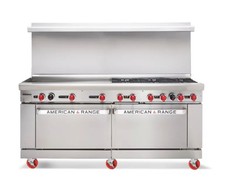 American Range 72" Commercial 6  Burner Gas Range w/ 36" Manual Griddle