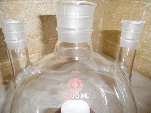 ACE 5L 3 Vertikalhals Rundboden Destillierkolben 45/50 Mitte, 24/40 Seiten - Bild 2 von 4