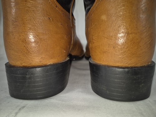 Tony Lama TLX Ostrich Cowboy Boots Black/ Cognac Men's Size 9D - Picture 8 of 17