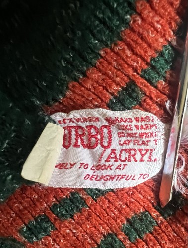 Suéter Tejido Elástico Mod Retro Vintage Años 70 Top Rojo Verde Rayas Vacaciones Talla 10 - Imagen 5 de 10