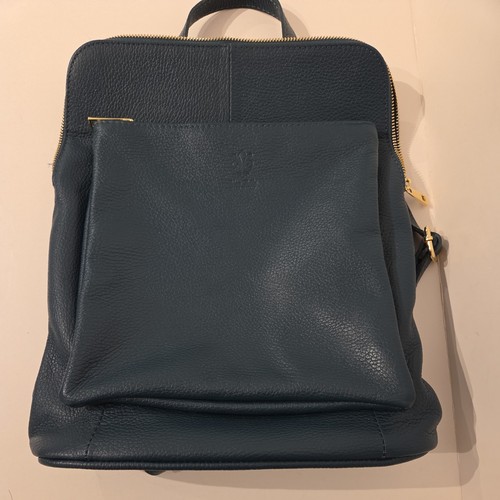 Rucksack Backpack Vera Pelle Italian Leather Bag green brand new - Picture 1 of 9