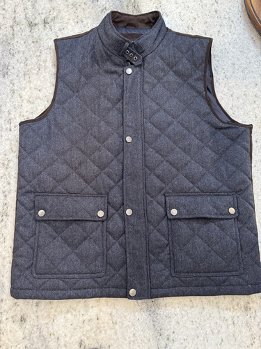 Pronto Uomo Vest Jacket Men's 2X Blue Full Zip Snap Wool Blend Quilted Pocket - Picture 1 of 7