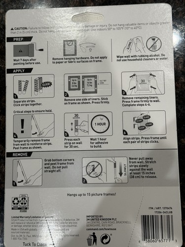 3M Command Picture Hanging Strips 34 Pairs 68 Large Strips Hold 16 lbs - Picture 2 of 2
