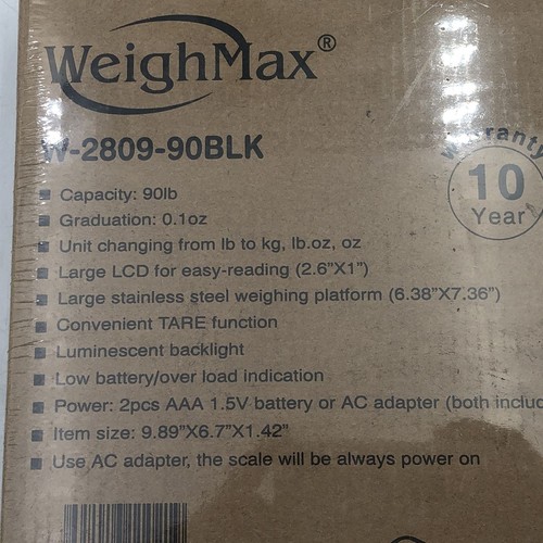 WEIGHMAX 90LB STAINLESS STEEL POSTAGE SCALE W-2809-90BLK - NEW - Bild 4 von 4